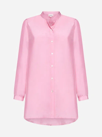 Shop P.a.r.o.s.h Sunny Silk Habotai Shirt In Bubble Pink