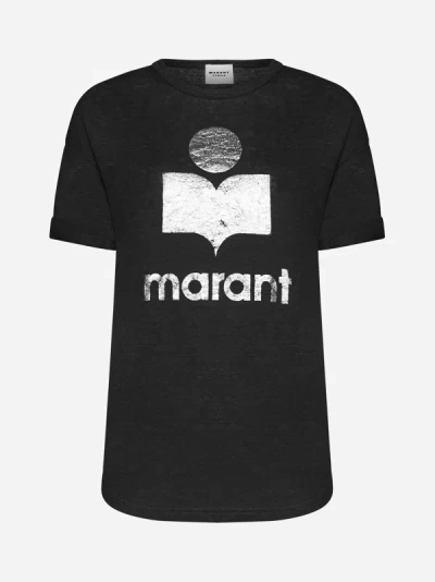 Shop Marant Etoile Koldi Linen T-shirt In Black