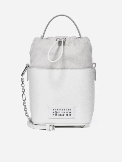 Shop Maison Margiela 5ac Leather Mini Bucket Bag In White