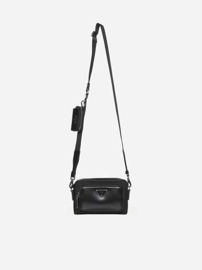 Shop Prada Re-nylon And Leather Crossbody Bag In Black