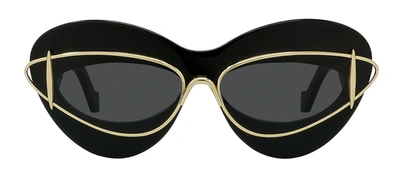 Shop Loewe Double Frame Lw 40119i 01a Cat Eye Sunglasses In Grey