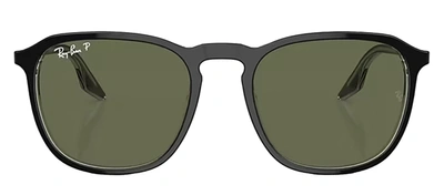 Shop Ray Ban Rb2203 919/58 Square Polarized Sunglasses In Green