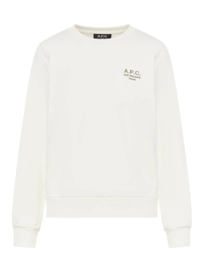 Shop Apc Skye Cotton Sweatshirt With Logo In White
