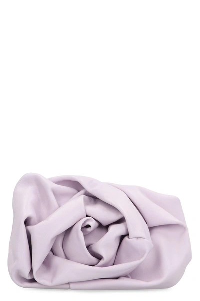 Shop Burberry Rose Leather Clutch In Lilac