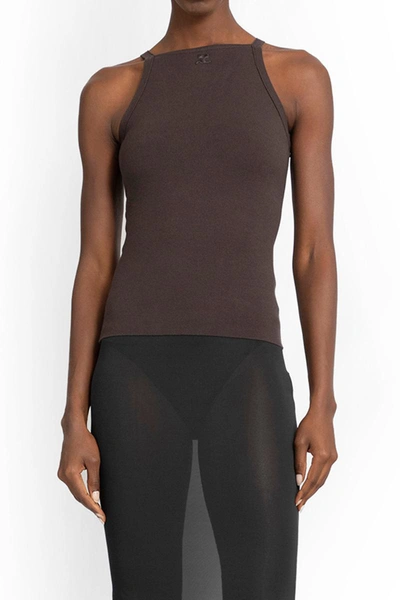Shop Courrèges Tank Tops In Brown