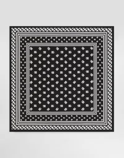 Dolce & Gabbana Logo Monogram Silk Scarf In プリント