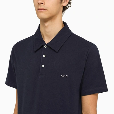 Shop Apc A.p.c. Classic Navy Polo Shirt In Blue