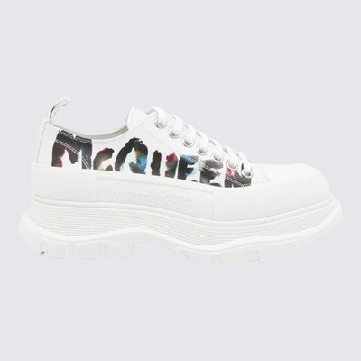 Shop Alexander Mcqueen White Leather Tread Slick Sneakers In White/multi