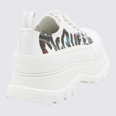 Shop Alexander Mcqueen White Leather Tread Slick Sneakers In White/multi