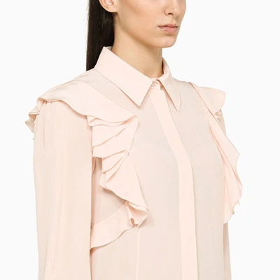 Shop Chloé Powder Blouse With Ruffles In Pink
