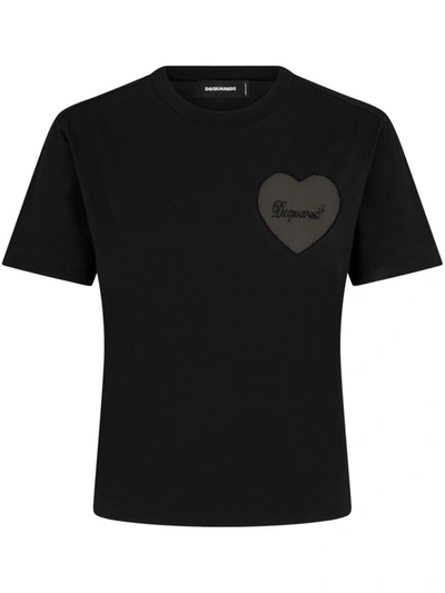Shop Dsquared2 Logo-appliqué Cotton T-shirt In Black