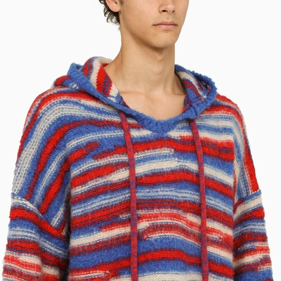 Shop Erl Multicolour Knitted Hoodie In Multicolor