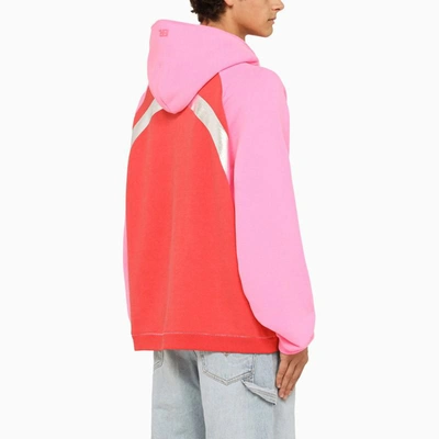 Shop Erl Rainbow Colour Block Hoodie In Pink