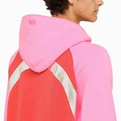 Shop Erl Rainbow Colour Block Hoodie In Pink
