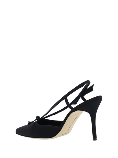 Manolo Blahnik Corintia 90 Bow-embellished Crepe De Chine Slingback Pumps In Blck