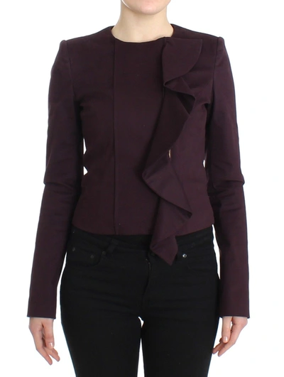Shop Gf Ferre' Ruched Jacket Coat Blazer Women's Short In Purple