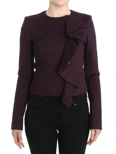 Gf Ferre' Purple Ruched Jacket Coat Blazer Short In Purple