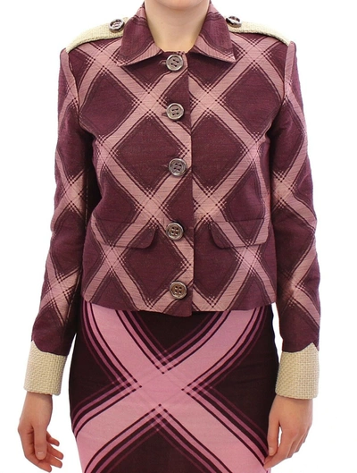 House Of Holland Check Trench Coat Blazer Purple Jacket In Multi