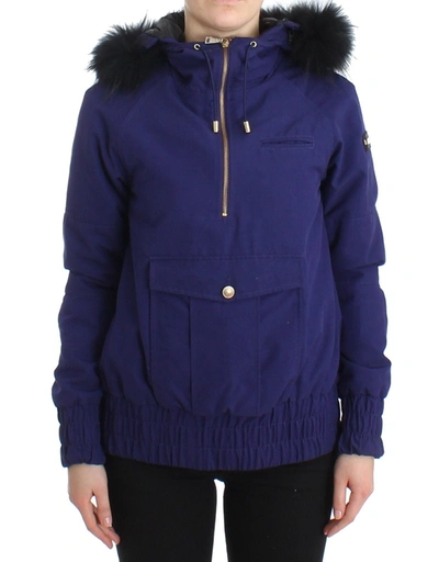 Shop Gf Ferre' Padded Jacket Hooded Short Women's K-way In Blue