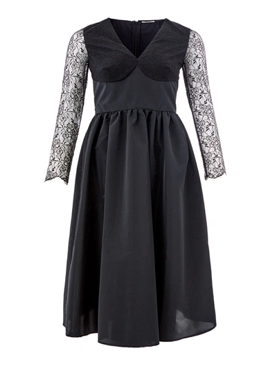 Shop Lardini Long Dress With Lace Women's Details In Black