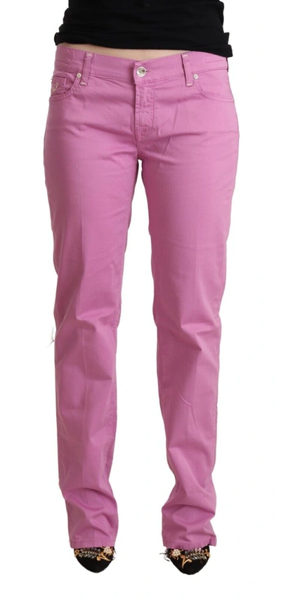 Shop Jacob Cohen Cotton Low Waist Blue Tape Women's Jeans In Pink