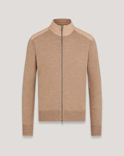 Shop Belstaff Kelby Zip Cardigan In Dark Sandstone