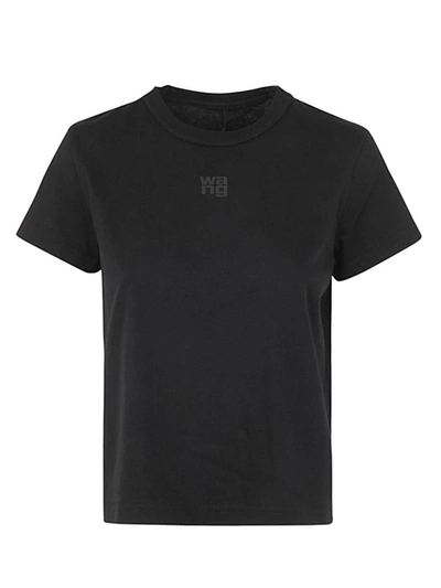 Shop Alexander Wang Essential Jersey Shrunk Tee With Puff Logo And Bound Neck Clothing In Black
