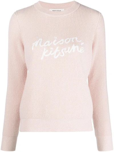 Shop Maison Kitsuné Handwriting Comfort Jumper Clothing In Pink & Purple