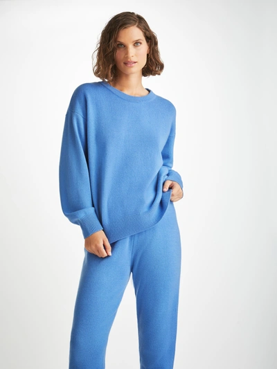Shop Derek Rose Women's Relaxed Sweater Daphne Cashmere Cornflower In Blue