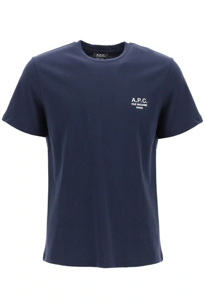 Shop Apc Logo Embroidery T Shirt In Blue