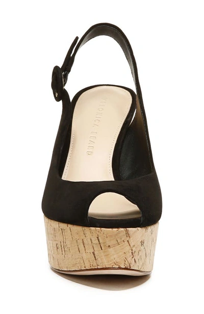 Shop Veronica Beard Dali Peep Toe Platform Wedge Sandal In Black- Fa