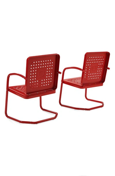 Crosley Radio Bates 2-piece Cantilever Outdoor Chair Set In Bright Red Gloss