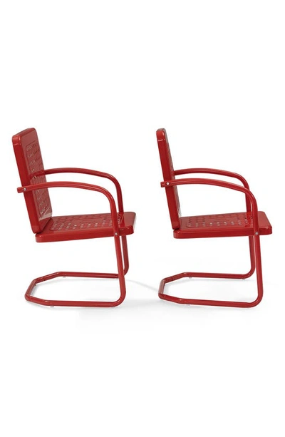 Crosley Radio Bates 2-piece Cantilever Outdoor Chair Set In Bright Red Gloss