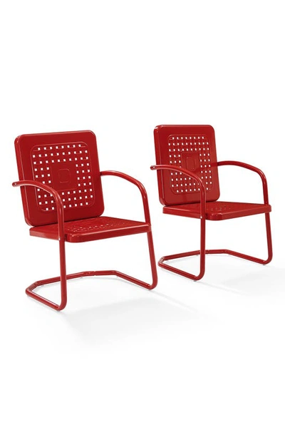 Crosley Radio Bates 2-piece Cantilever Outdoor Chair Set In Bright Red Gloss
