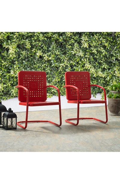 Crosley Radio Bates 2-piece Cantilever Outdoor Chair Set In Bright Red Gloss