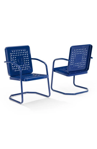 Crosley Radio Bates 2-piece Cantilever Outdoor Chair Set In Navy Gloss