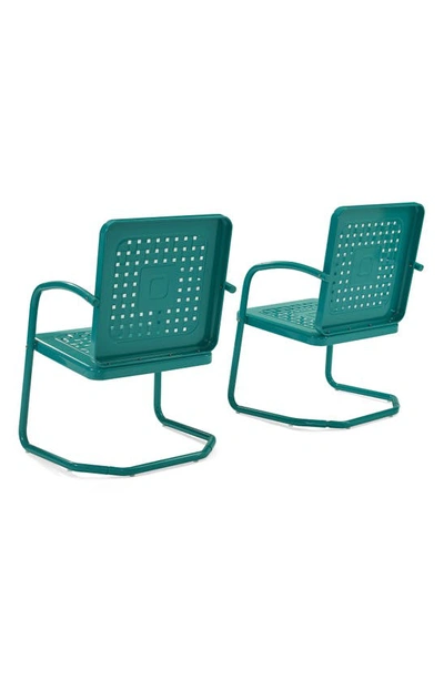 Shop Crosley Radio Bates 2-piece Cantilever Outdoor Chair Set In Turquoise Gloss