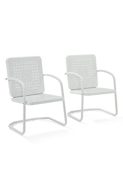 Crosley Radio Bates 2-piece Cantilever Outdoor Chair Set In White Gloss