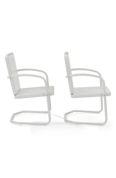 Crosley Radio Bates 2-piece Cantilever Outdoor Chair Set In White Gloss