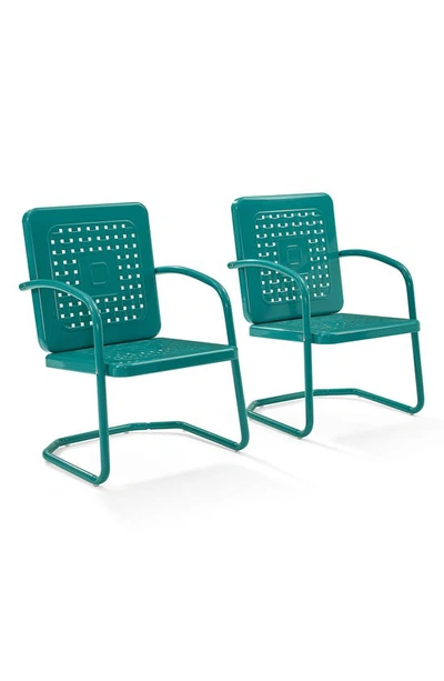 Shop Crosley Radio Bates 2-piece Cantilever Outdoor Chair Set In Turquoise Gloss