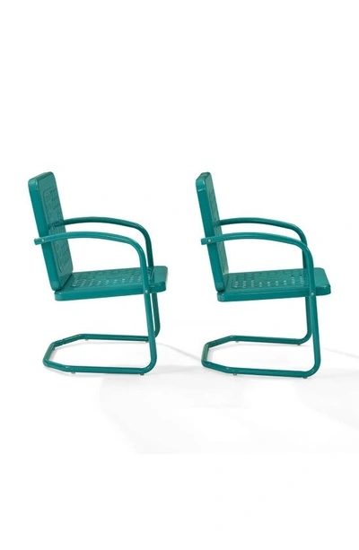 Crosley Radio Bates 2-piece Cantilever Outdoor Chair Set In Turquoise Gloss
