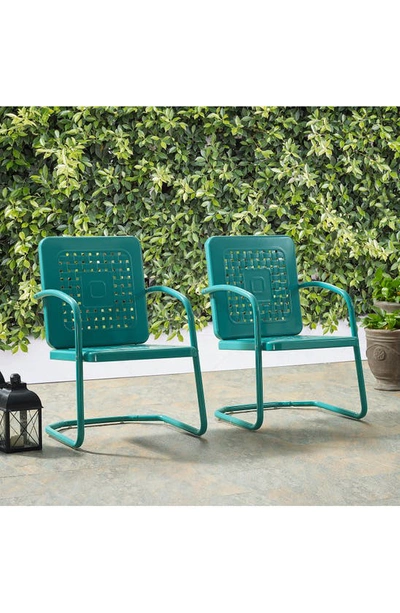 Shop Crosley Radio Bates 2-piece Cantilever Outdoor Chair Set In Turquoise Gloss