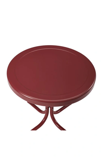 Crosley Radio Griffith Metal Round Side Table In Dark Red Satin