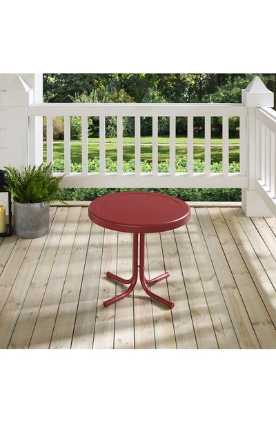 Shop Crosley Radio Griffith Metal Round Side Table In Dark Red Satin