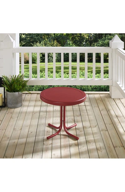Crosley Radio Griffith Metal Round Side Table In Dark Red Satin
