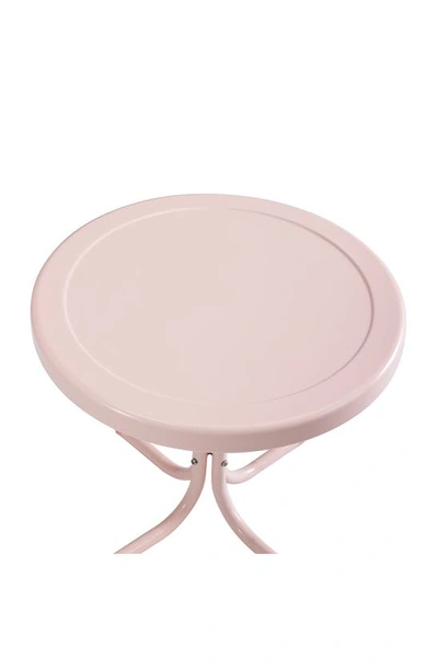 Crosley Radio Griffith Metal Round Side Table In Pastel Pink Gloss