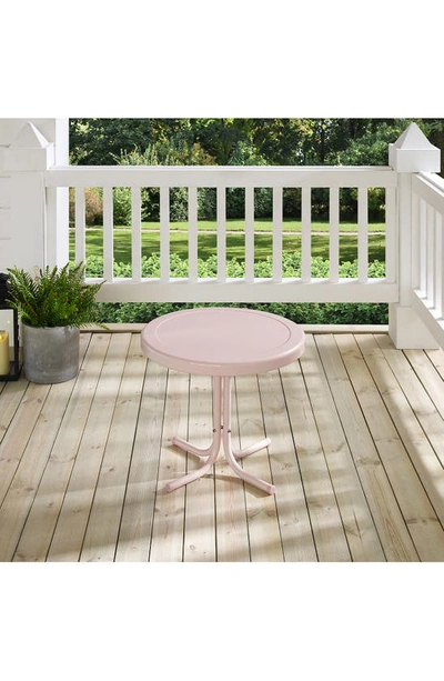 Crosley Radio Griffith Metal Round Side Table In Pastel Pink Gloss
