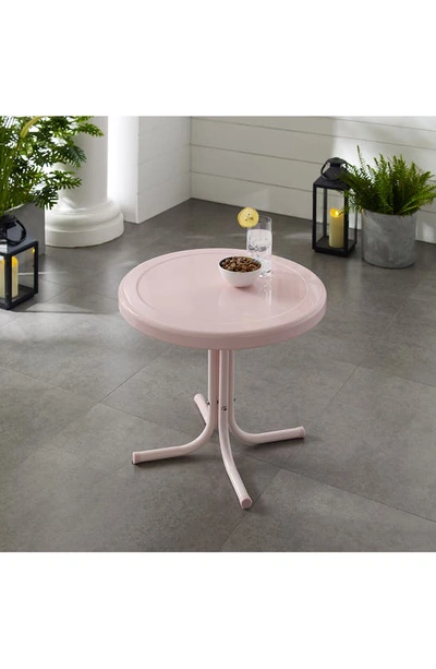 Shop Crosley Radio Griffith Metal Round Side Table In Pastel Pink Gloss