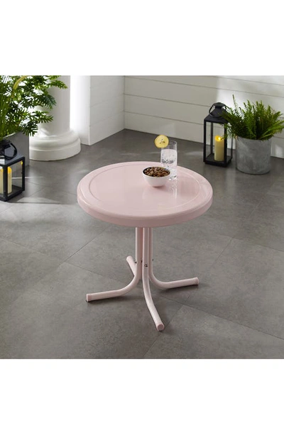 Crosley Radio Griffith Metal Round Side Table In Pastel Pink Gloss