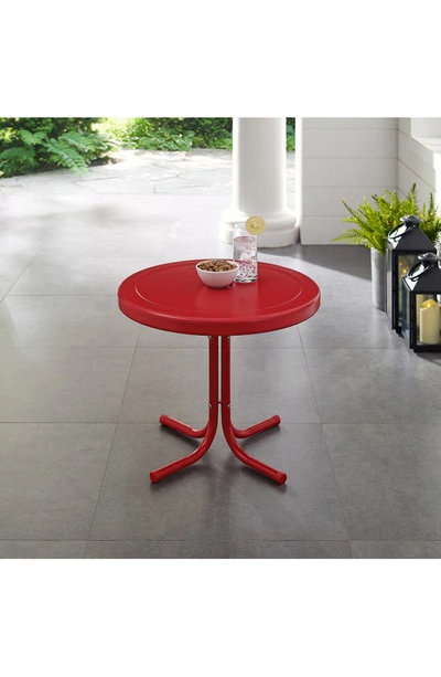 Crosley Radio Griffith Metal Round Side Table In Bright Red Gloss